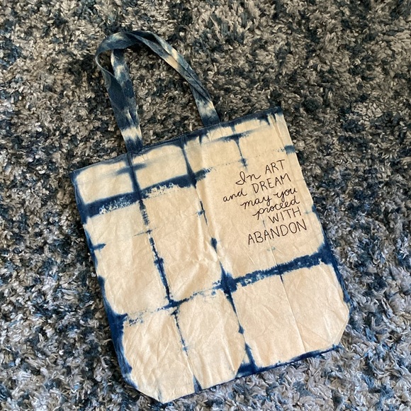 Patti Smith quote Shibori Dye tote bag- hand dyed & hand stitched ! 14”x15” - Picture 2 of 7